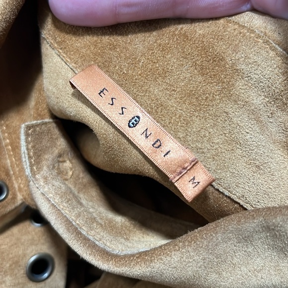 Vintage | Essendi Rich Brown Suede Snap Front Shirt Jacket with Grommet Detail - Picture 12 of 12